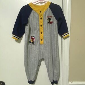 Vtg Y2K Sesame Street All Star Elmo Baseball Romper Boys 24 M Pinstripe Uniform